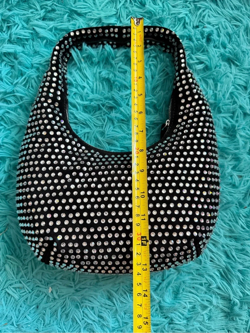Madewell Black Crystal Embellished Suede Hobo Bag